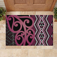 Maori Taniko Patterns Rubber Doormat Pink Patiki Motifs Mix Whakairo Ngaru LT7 Pink - Polynesian Pride