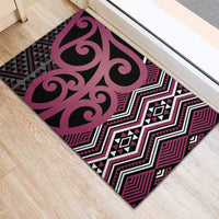 Maori Taniko Patterns Rubber Doormat Pink Patiki Motifs Mix Whakairo Ngaru LT7 - Polynesian Pride
