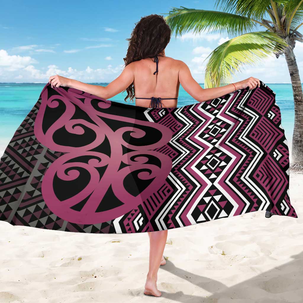 Maori Taniko Patterns Sarong Pink Patiki Motifs Mix Whakairo Ngaru