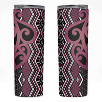 Maori Taniko Patterns Skinny Tumbler Pink Patiki Motifs Mix Whakairo Ngaru