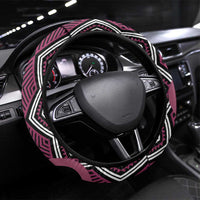 Maori Taniko Patterns Steering Wheel Cover Pink Patiki Motifs Mix Whakairo Ngaru LT7 Universal Fit Pink - Polynesian Pride