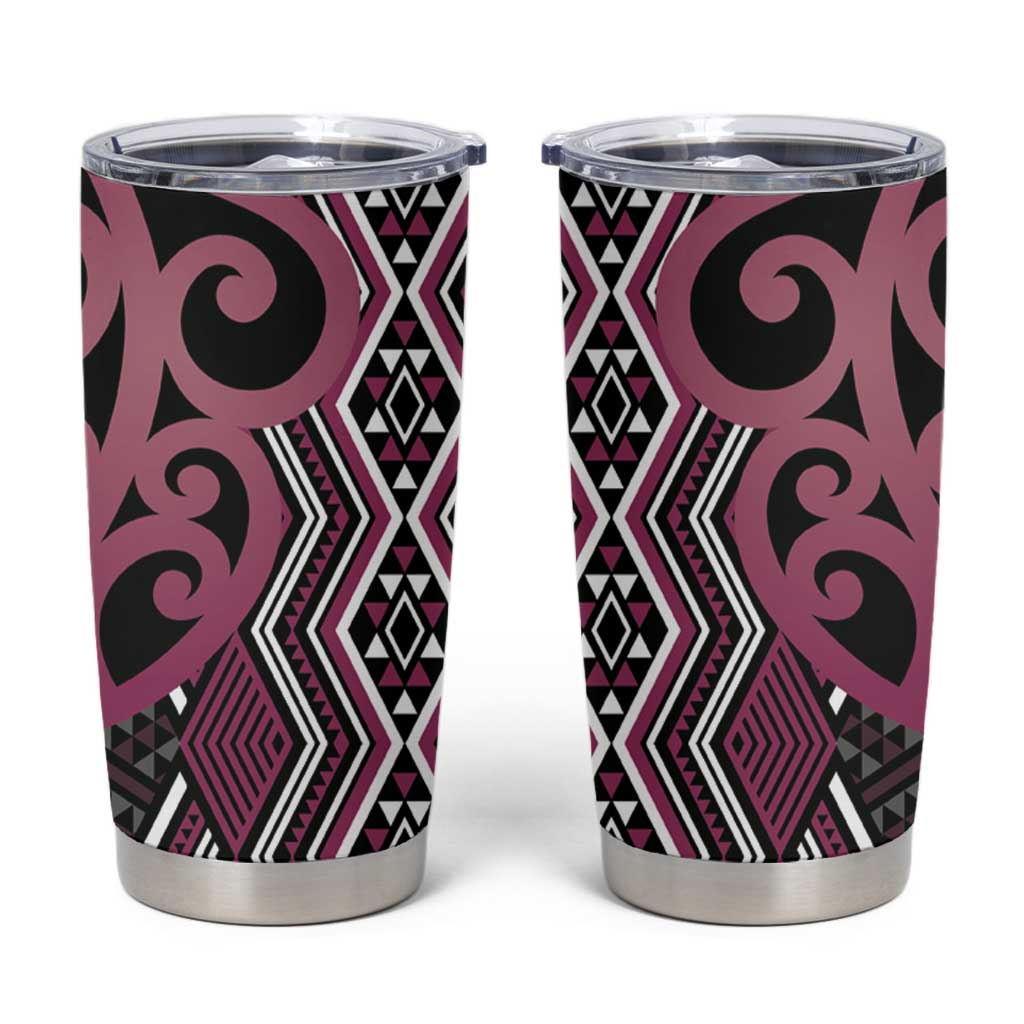 Maori Taniko Patterns Tumbler Cup Pink Patiki Motifs Mix Whakairo Ngaru