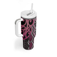 Maori Taniko Patterns Tumbler With Handle Pink Patiki Motifs Mix Whakairo Ngaru LT7 - Polynesian Pride
