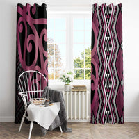 Maori Taniko Patterns Window Curtain Pink Patiki Motifs Mix Whakairo Ngaru LT7 - Polynesian Pride