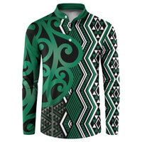 Maori Taniko Patterns Button Sweatshirt Pounamu Patiki Motifs Mix Whakairo Ngaru