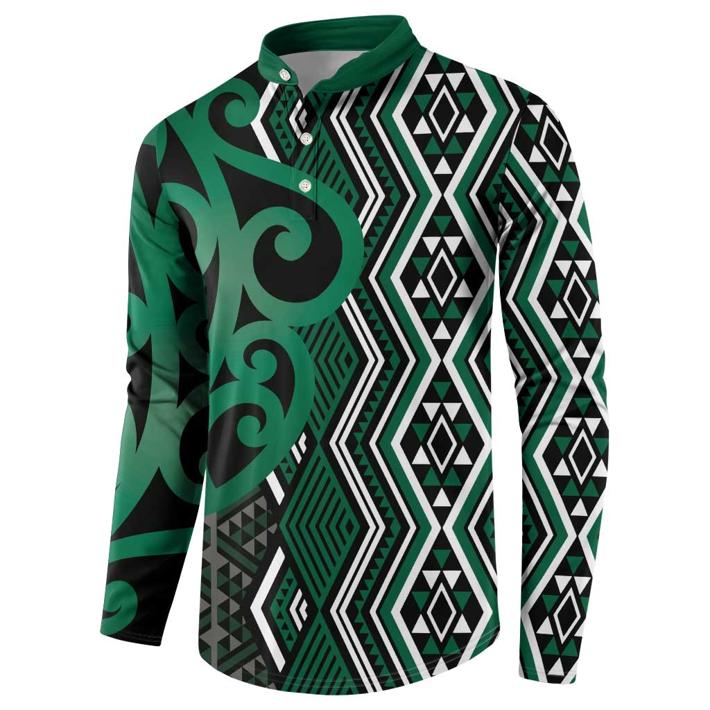 Maori Taniko Patterns Button Sweatshirt Pounamu Patiki Motifs Mix Whakairo Ngaru
