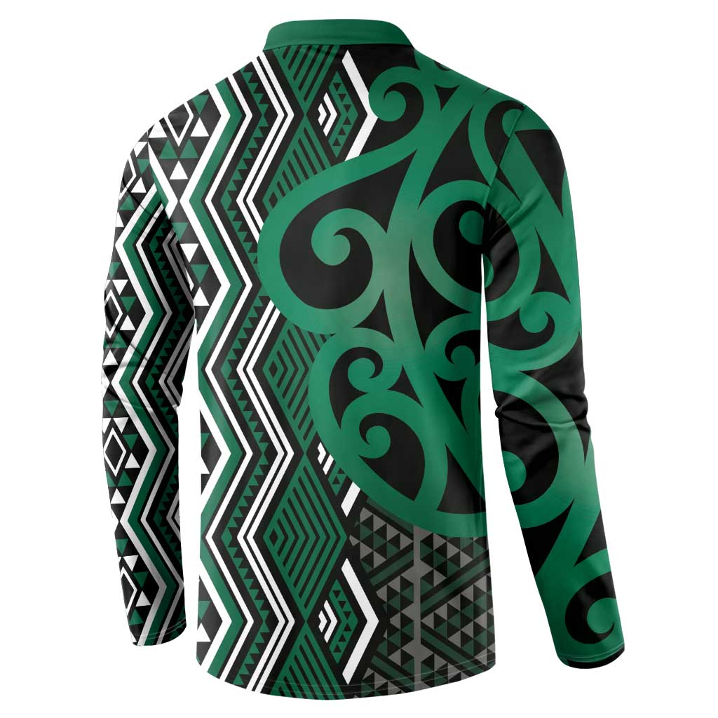 Maori Taniko Patterns Button Sweatshirt Pounamu Patiki Motifs Mix Whakairo Ngaru