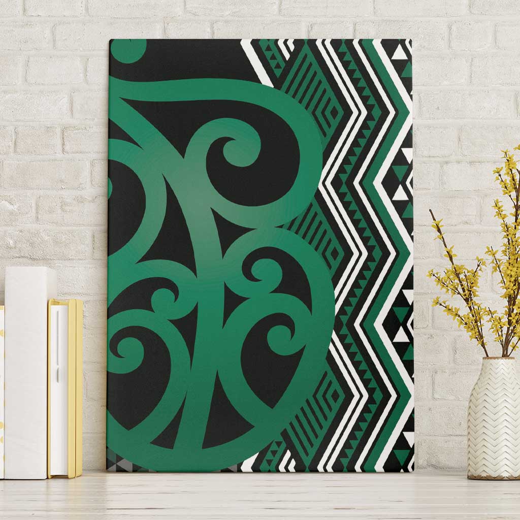 Maori Taniko Patterns Canvas Wall Art Pounamu Patiki Motifs Mix Whakairo Ngaru LT7 Without Frame Green - Polynesian Pride