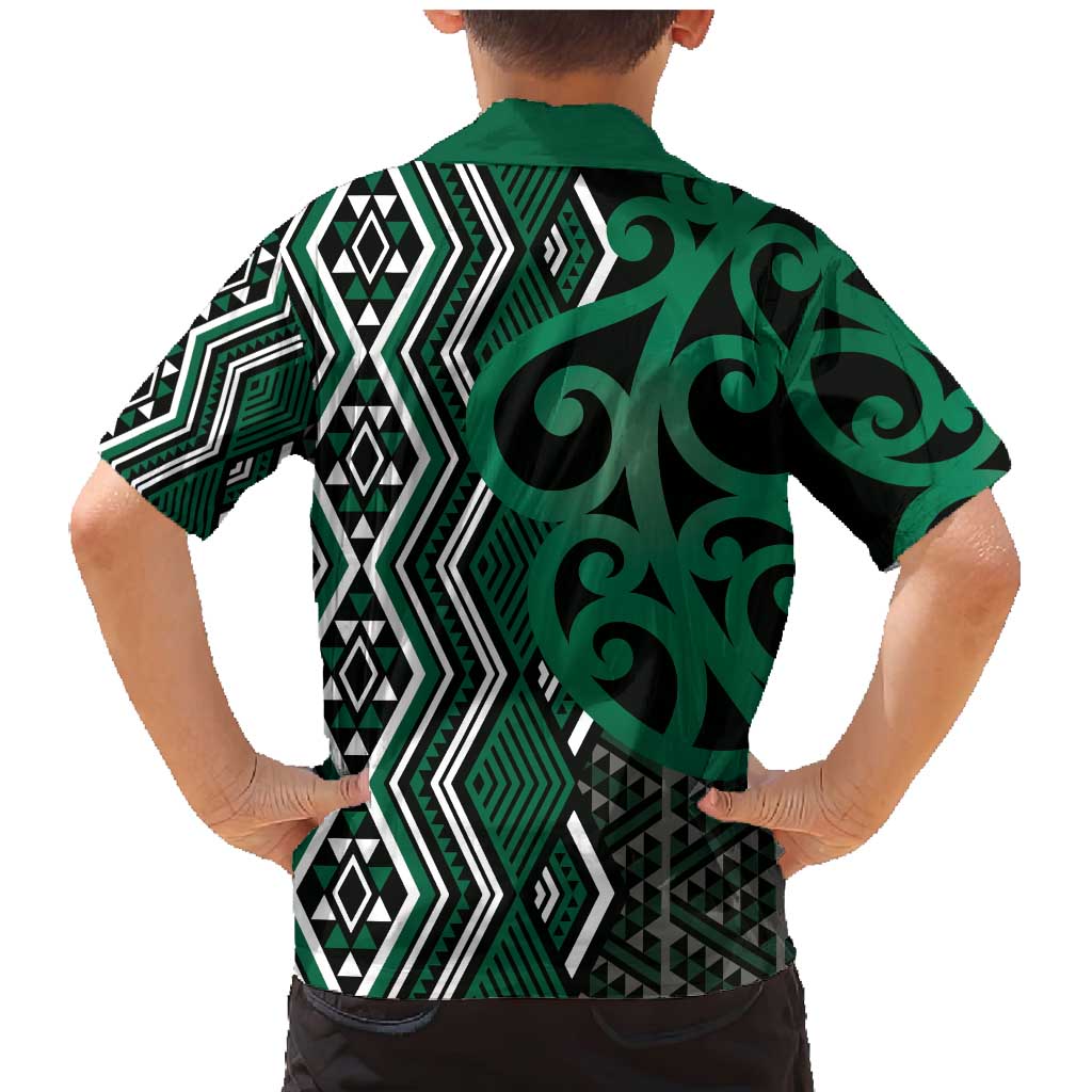 Maori Taniko Patterns Family Matching Mermaid Dress and Hawaiian Shirt Pounamu Patiki Motifs Mix Whakairo Ngaru