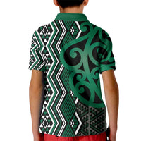 Maori Taniko Patterns Kid Polo Shirt Pounamu Patiki Motifs Mix Whakairo Ngaru