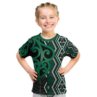 Maori Taniko Patterns Kid T Shirt Pounamu Patiki Motifs Mix Whakairo Ngaru