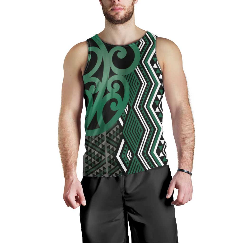 Maori Taniko Patterns Men Tank Top Pounamu Patiki Motifs Mix Whakairo Ngaru LT7 - Polynesian Pride