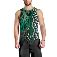 Maori Taniko Patterns Men Tank Top Pounamu Patiki Motifs Mix Whakairo Ngaru LT7 - Polynesian Pride