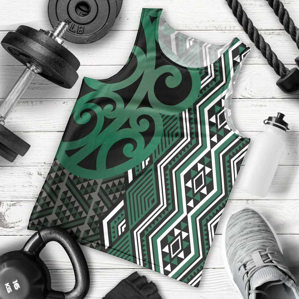 Maori Taniko Patterns Men Tank Top Pounamu Patiki Motifs Mix Whakairo Ngaru LT7 - Polynesian Pride
