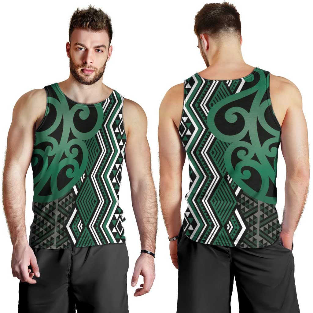 Maori Taniko Patterns Men Tank Top Pounamu Patiki Motifs Mix Whakairo Ngaru LT7 - Polynesian Pride