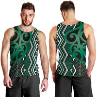 Maori Taniko Patterns Men Tank Top Pounamu Patiki Motifs Mix Whakairo Ngaru LT7 - Polynesian Pride