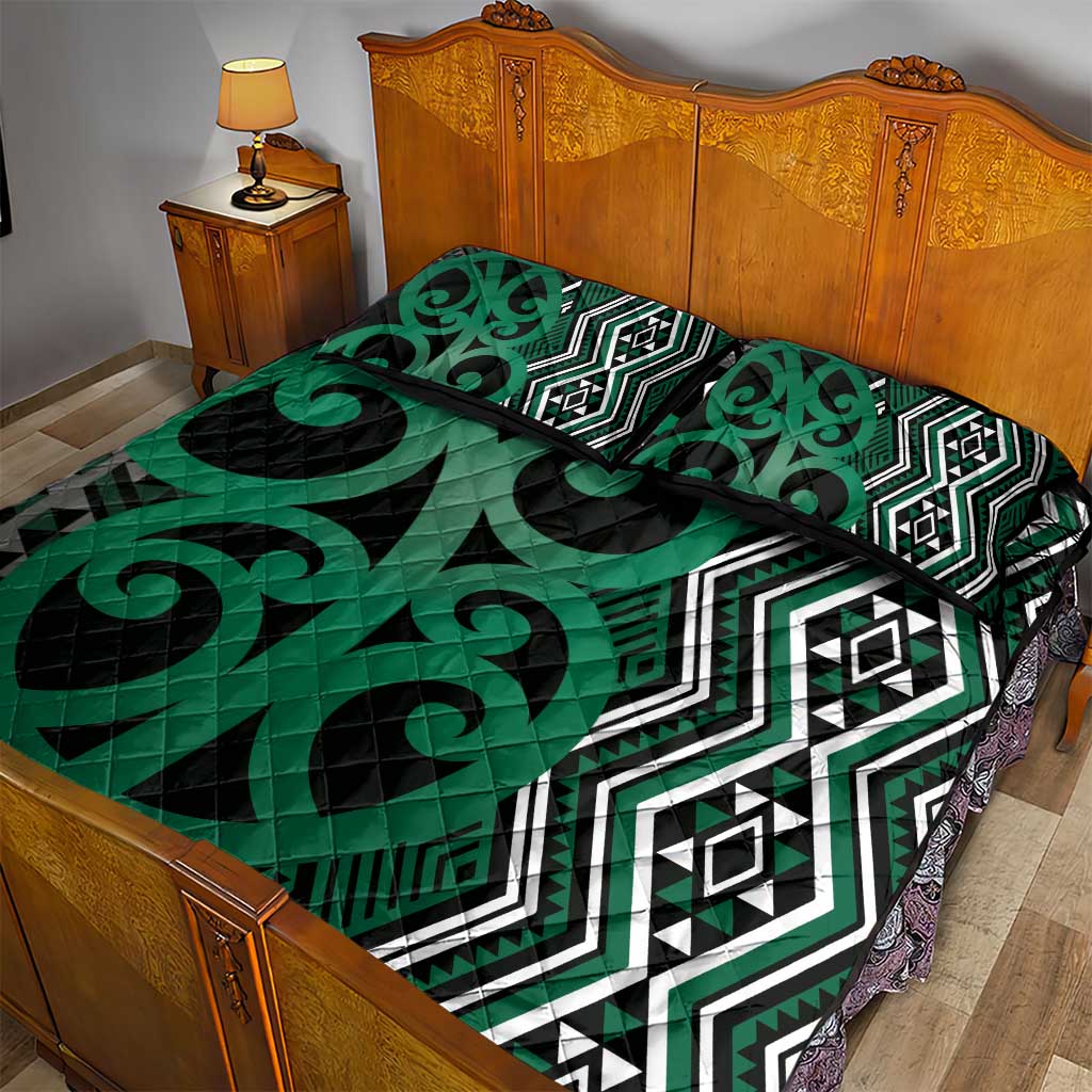 Maori Taniko Patterns Quilt Bed Set Pounamu Patiki Motifs Mix Whakairo Ngaru LT7 - Polynesian Pride