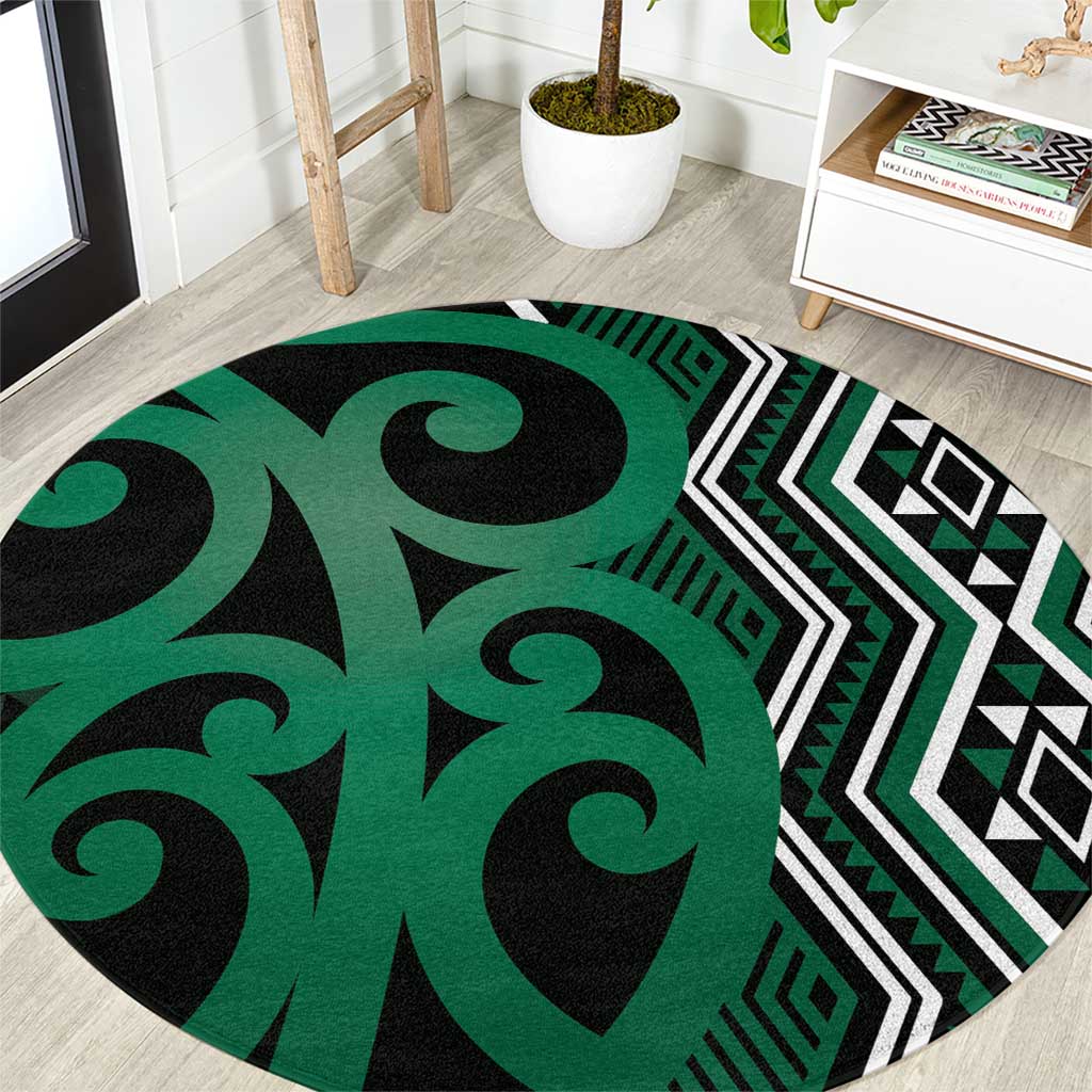 Maori Taniko Patterns Round Carpet Pounamu Patiki Motifs Mix Whakairo Ngaru