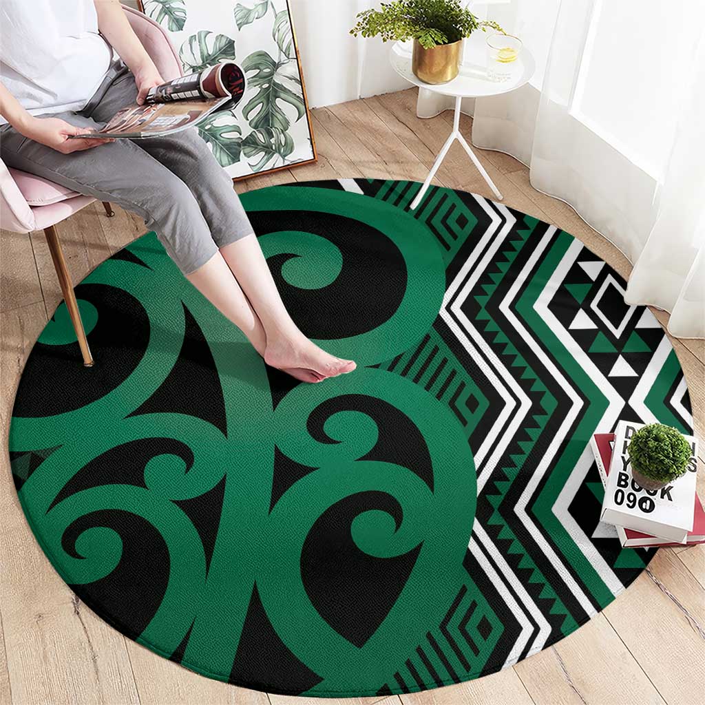 Maori Taniko Patterns Round Carpet Pounamu Patiki Motifs Mix Whakairo Ngaru