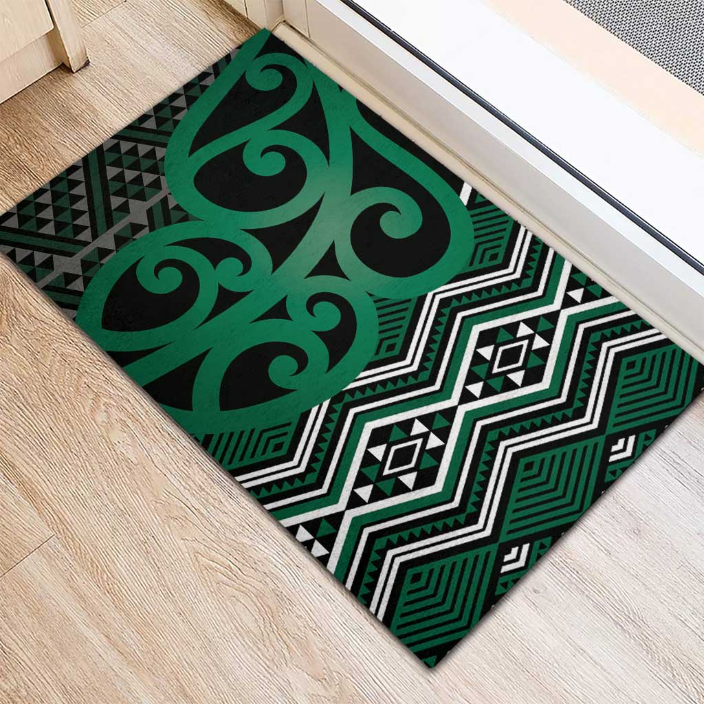 Maori Taniko Patterns Rubber Doormat Pounamu Patiki Motifs Mix Whakairo Ngaru LT7 - Polynesian Pride