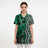 Maori Taniko Patterns Scrub Top Pounamu Patiki Motifs Mix Whakairo Ngaru LT7 - Polynesian Pride