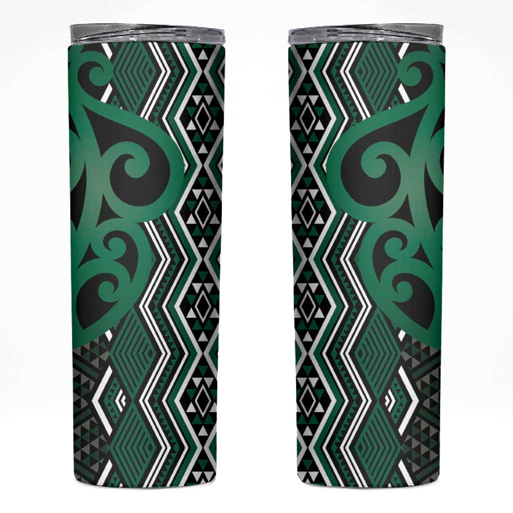 Maori Taniko Patterns Skinny Tumbler Pounamu Patiki Motifs Mix Whakairo Ngaru