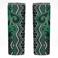 Maori Taniko Patterns Skinny Tumbler Pounamu Patiki Motifs Mix Whakairo Ngaru