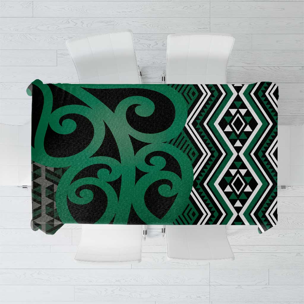 Maori Taniko Patterns Tablecloth Pounamu Patiki Motifs Mix Whakairo Ngaru LT7 Green - Polynesian Pride