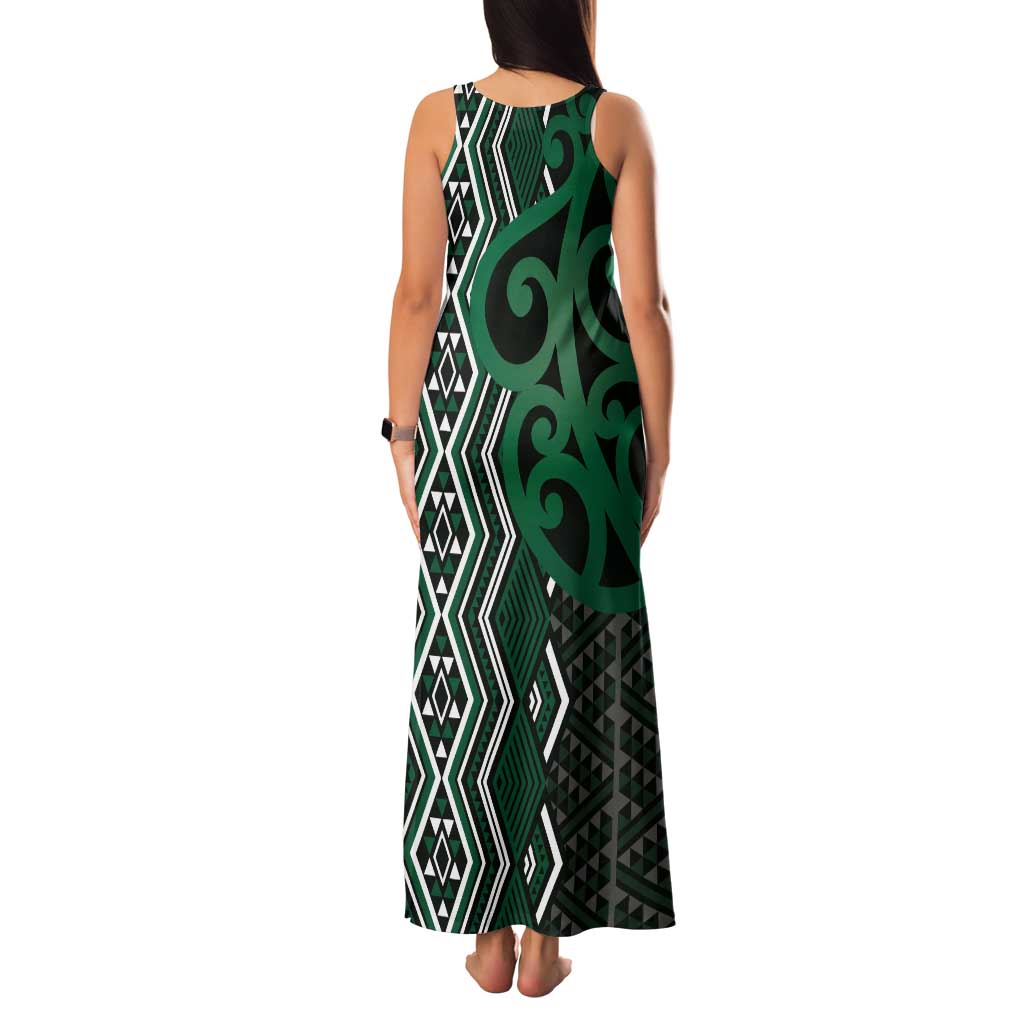 Maori Taniko Patterns Tank Maxi Dress Pounamu Patiki Motifs Mix Whakairo Ngaru LT7 - Polynesian Pride