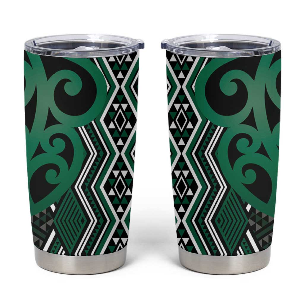 Maori Taniko Patterns Tumbler Cup Pounamu Patiki Motifs Mix Whakairo Ngaru