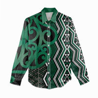 Maori Taniko Patterns Women Casual Shirt Pounamu Patiki Motifs Mix Whakairo Ngaru