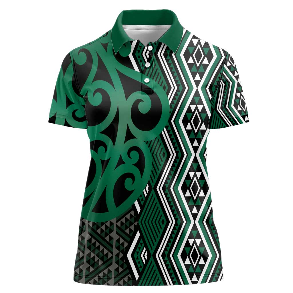 Maori Taniko Patterns Women Polo Shirt Pounamu Patiki Motifs Mix Whakairo Ngaru