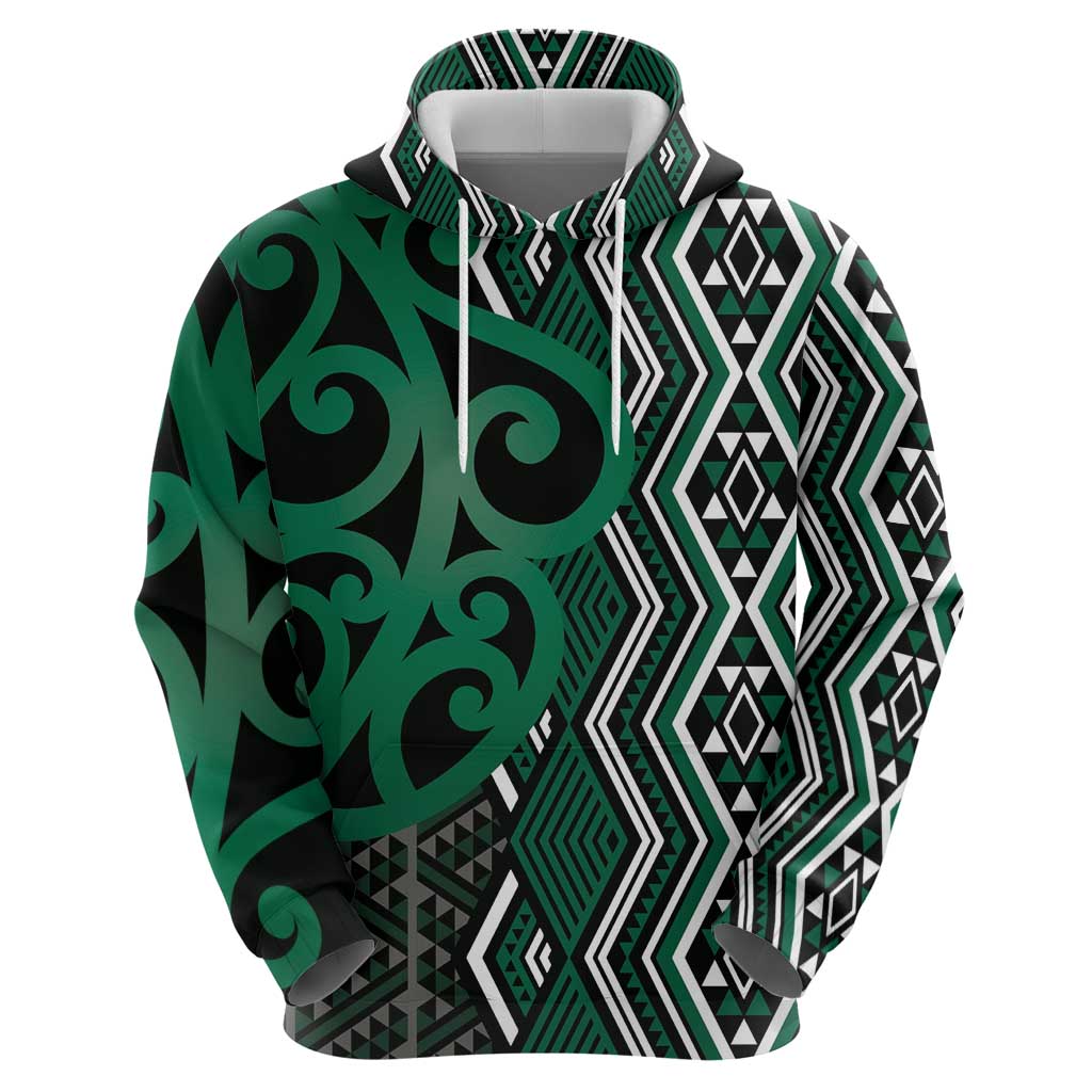 Maori Taniko Patterns Zip Hoodie Pounamu Patiki Motifs Mix Whakairo Ngaru