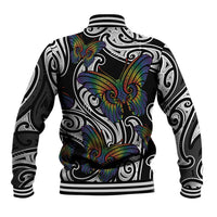 Aotearoa Takatapui Pride Baseball Jacket Rainbow Butterfly - Free To Love LT7 - Polynesian Pride