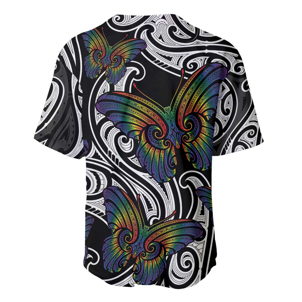Aotearoa Takatapui Pride Baseball Jersey Rainbow Butterfly - Free To Love