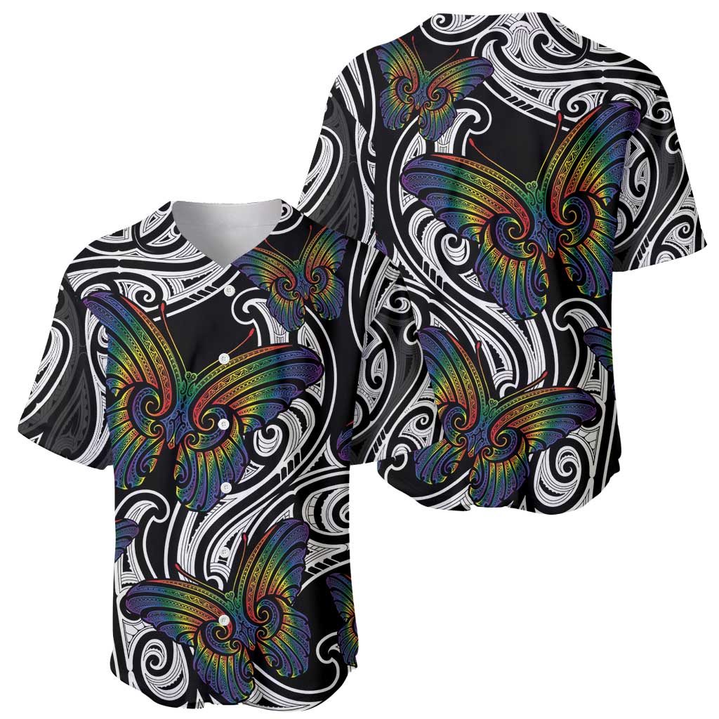 Aotearoa Takatapui Pride Baseball Jersey Rainbow Butterfly - Free To Love