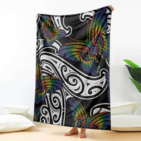 Aotearoa Takatapui Pride Blanket Rainbow Butterfly - Free To Love LT7 - Polynesian Pride