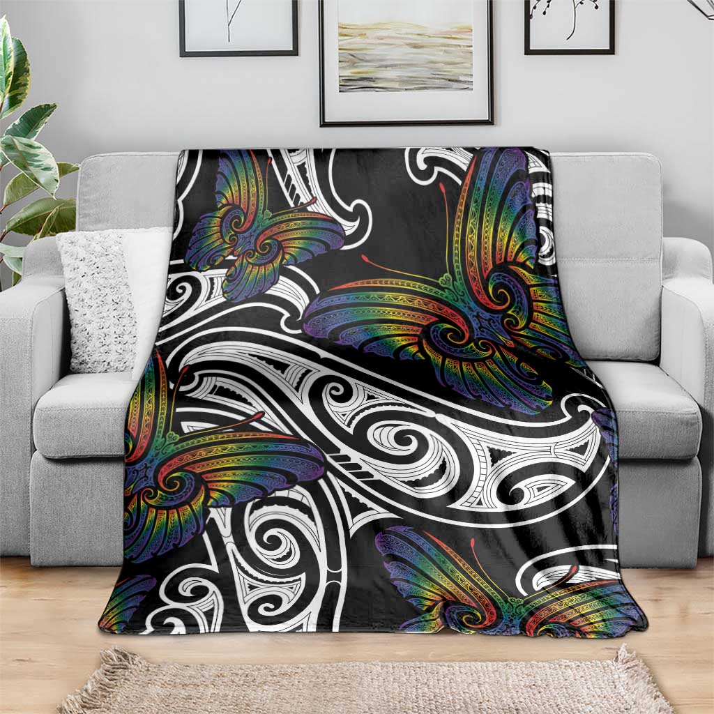 Aotearoa Takatapui Pride Blanket Rainbow Butterfly - Free To Love LT7 - Polynesian Pride