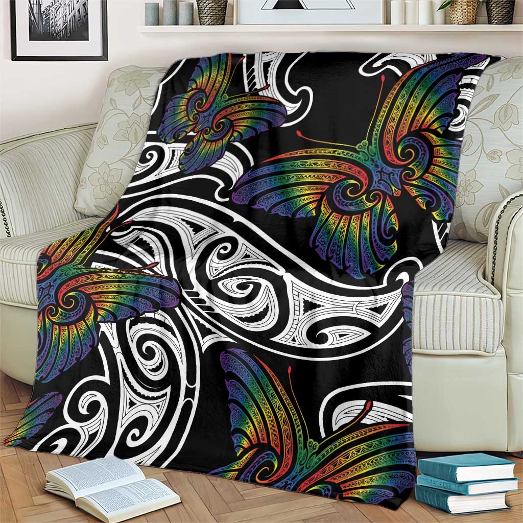 Aotearoa Takatapui Pride Blanket Rainbow Butterfly - Free To Love LT7 - Polynesian Pride
