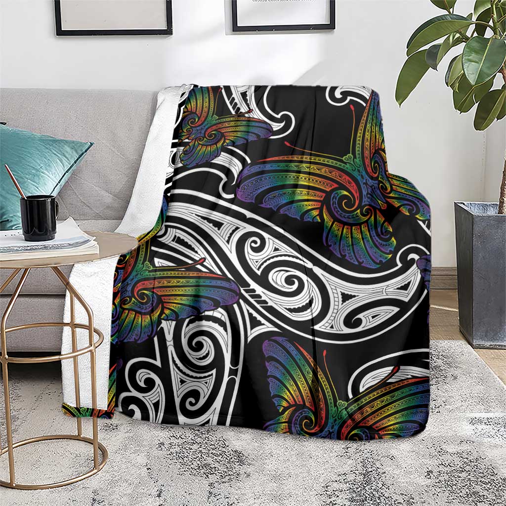 Aotearoa Takatapui Pride Blanket Rainbow Butterfly - Free To Love LT7 - Polynesian Pride