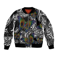 Aotearoa Takatapui Pride Bomber Jacket Rainbow Butterfly - Free To Love