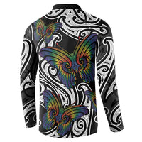 Aotearoa Takatapui Pride Button Sweatshirt Rainbow Butterfly - Free To Love LT7 - Polynesian Pride