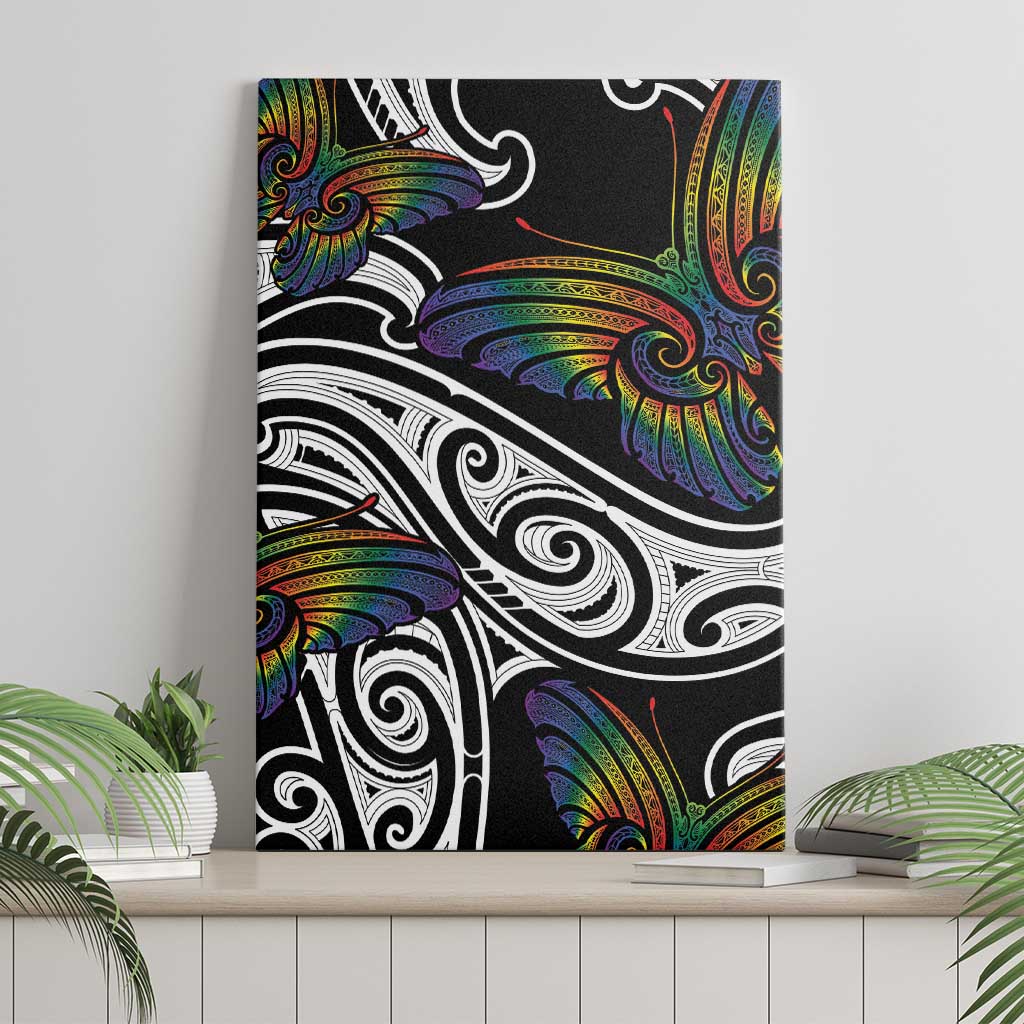 Aotearoa Takatapui Pride Canvas Wall Art Rainbow Butterfly - Free To Love LT7 - Polynesian Pride