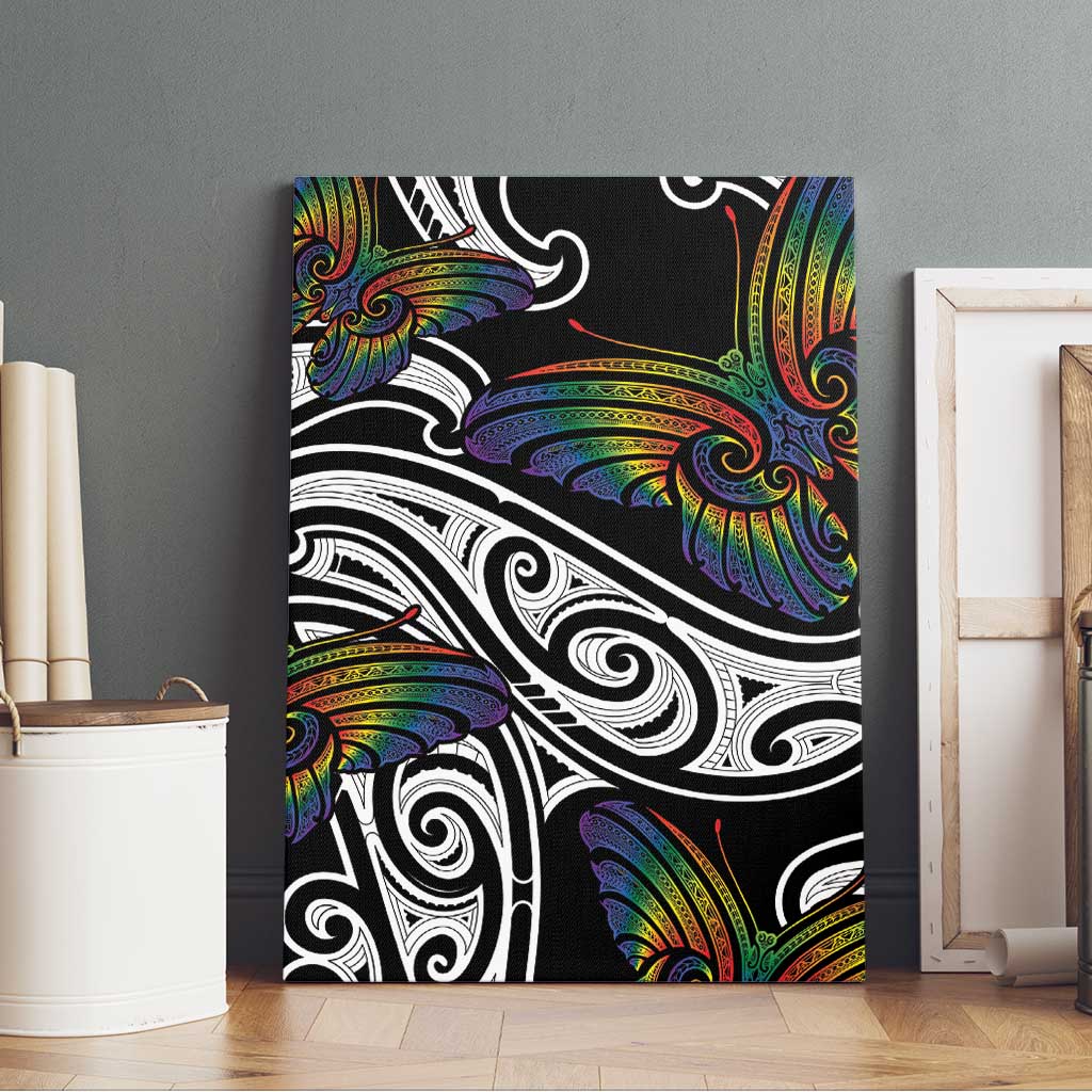 Aotearoa Takatapui Pride Canvas Wall Art Rainbow Butterfly - Free To Love LT7 - Polynesian Pride