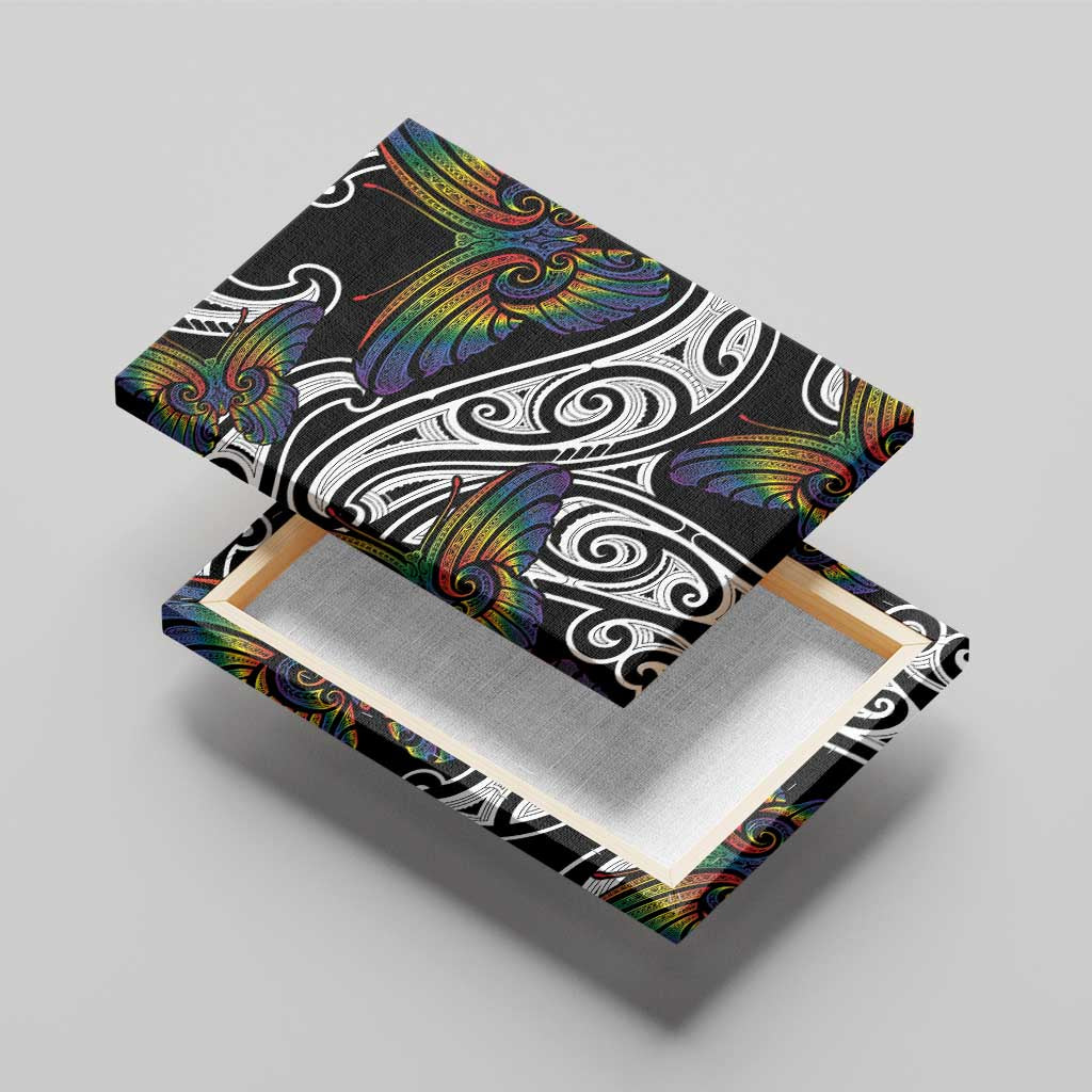 Aotearoa Takatapui Pride Canvas Wall Art Rainbow Butterfly - Free To Love LT7 - Polynesian Pride