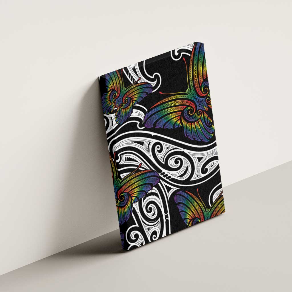 Aotearoa Takatapui Pride Canvas Wall Art Rainbow Butterfly - Free To Love LT7 - Polynesian Pride