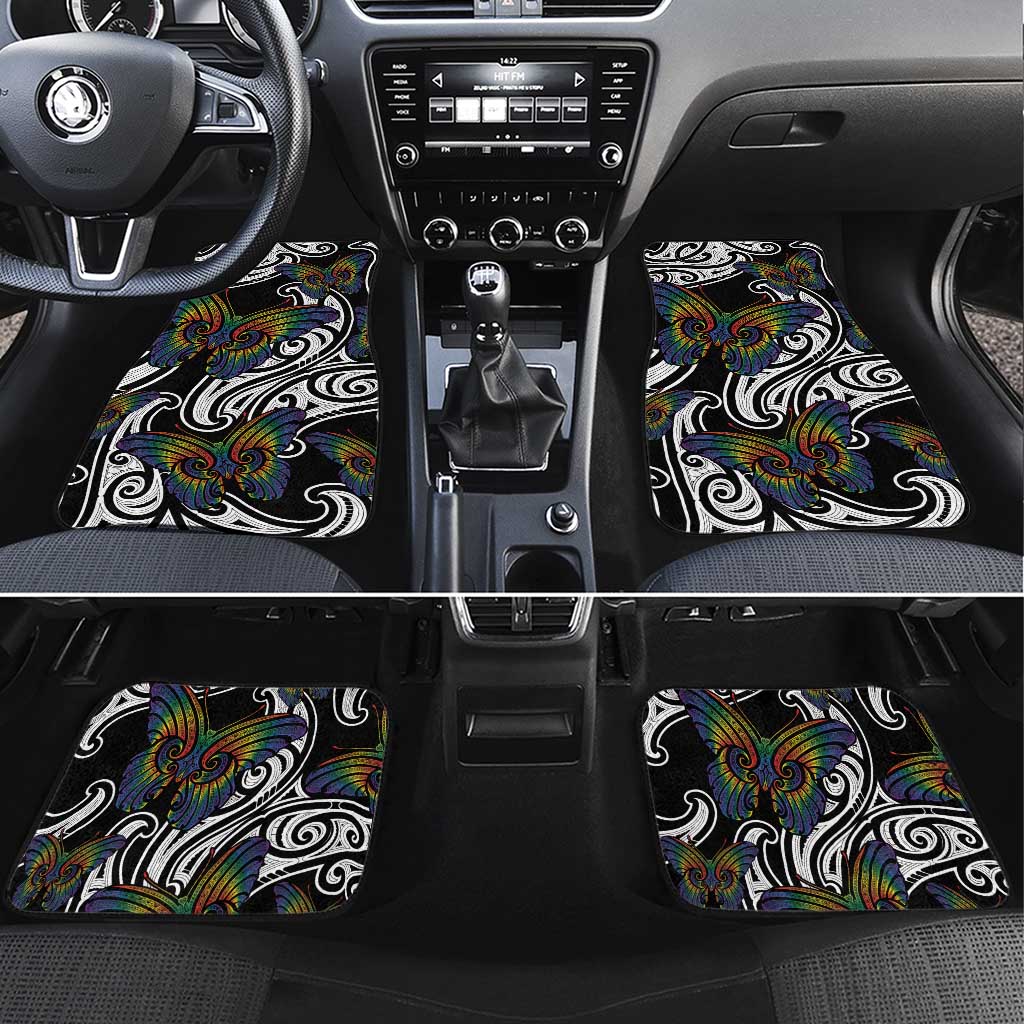 Aotearoa Takatapui Pride Car Mats Rainbow Butterfly - Free To Love