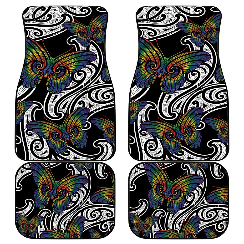 Aotearoa Takatapui Pride Car Mats Rainbow Butterfly - Free To Love LT7 - Polynesian Pride