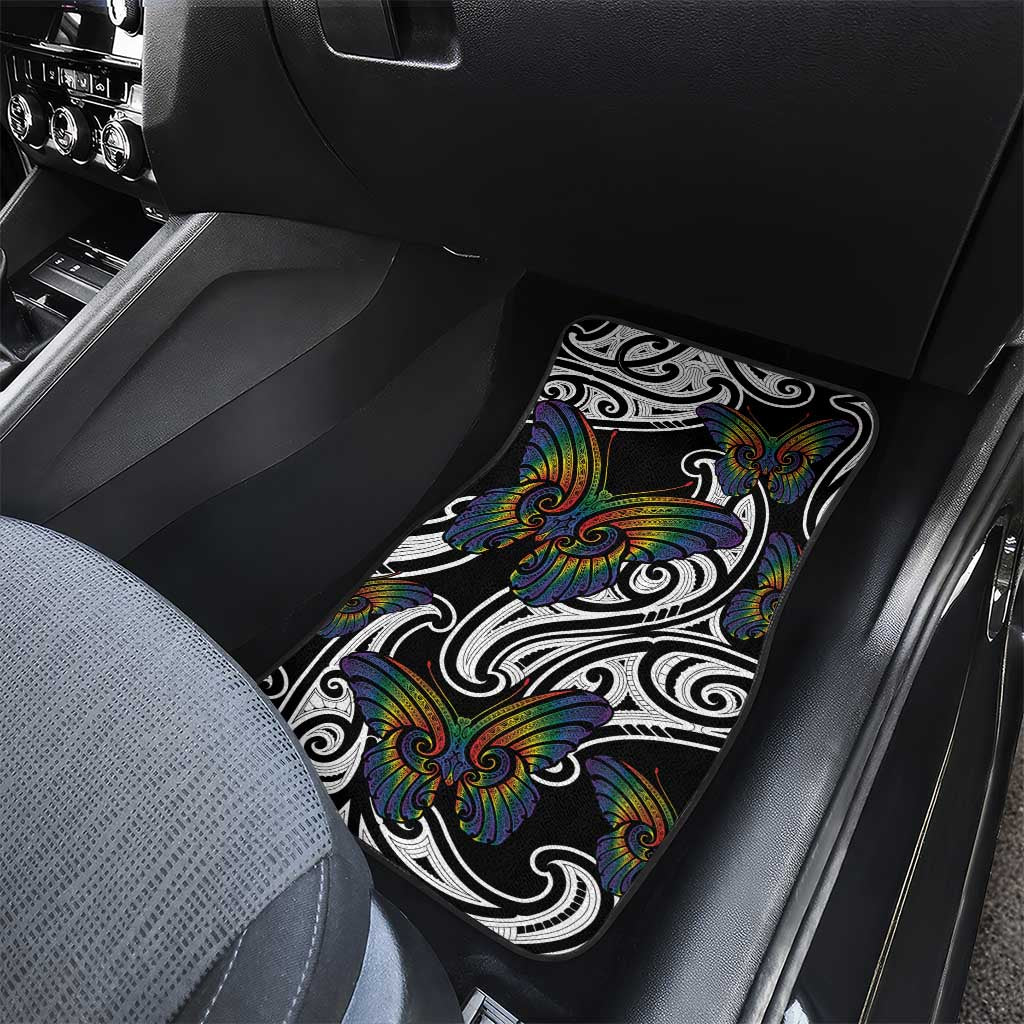 Aotearoa Takatapui Pride Car Mats Rainbow Butterfly - Free To Love LT7 - Polynesian Pride