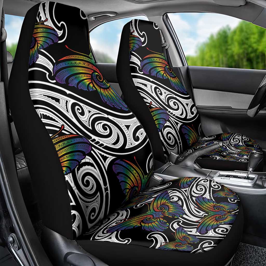 Aotearoa Takatapui Pride Car Seat Cover Rainbow Butterfly - Free To Love